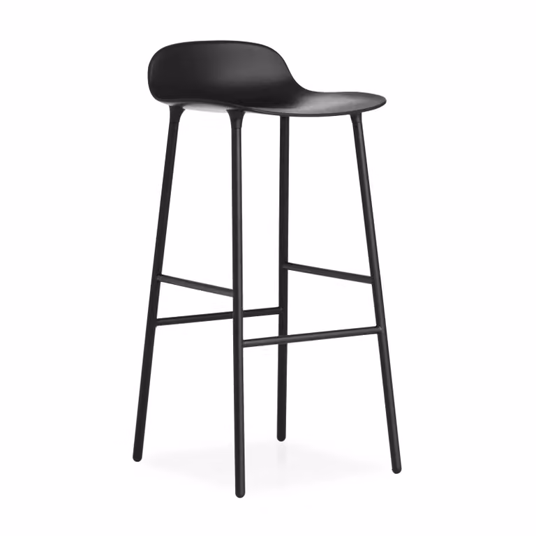 Normann Copenhagen Form barkruk met metalen poten, zwart, 75 cm
