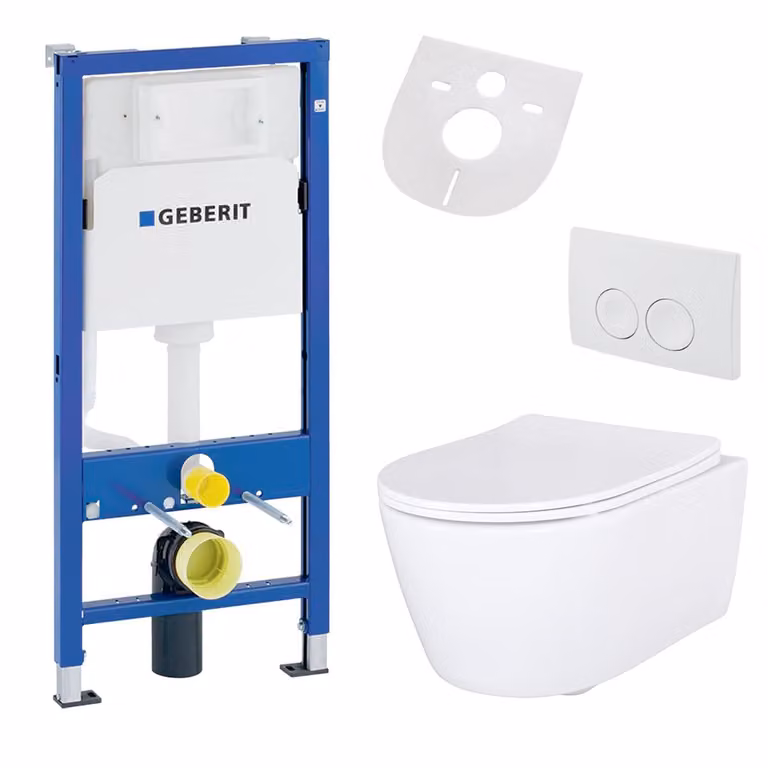 Belvit Hangtoiletset met Softclose-toiletzitting en Geberit UP100 inbouwreservoir, keramisch, voor wandmontage