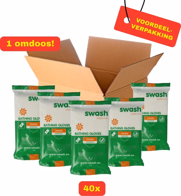 Omdoos Swash Geparfumeerde Badhandschoenen - Voordeelverpakking van 40 stuks