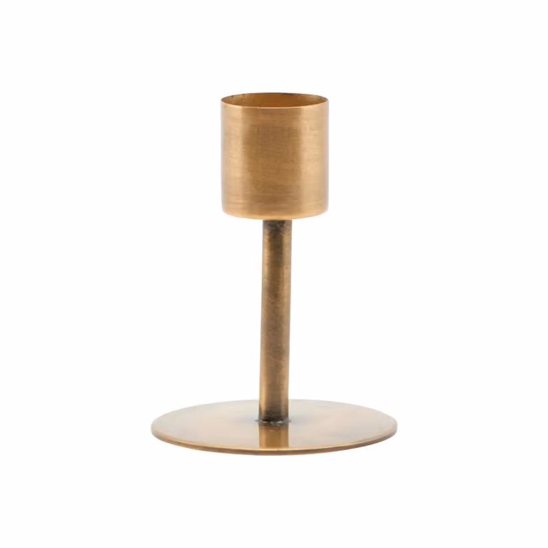 House Doctor Antiek Messing Kandelaar voor Taperkaarsen, Goud, Hoogte: 7 cm