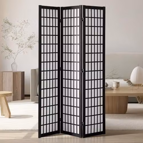 VEVOR 3-delige Japanse kamerverdeler, opvouwbaar houten privacyscherm in zwart, H 170 cm x B 120,43 cm