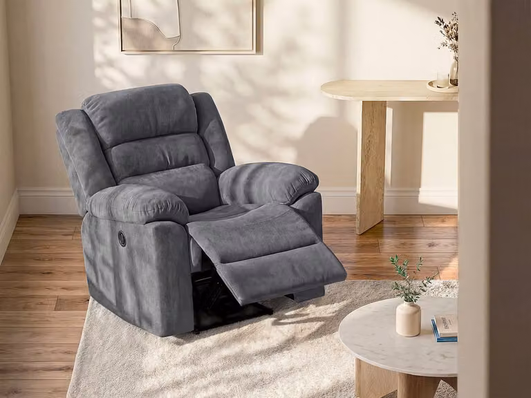 BUROLO Elektrische relaxfauteuil in grijze stof