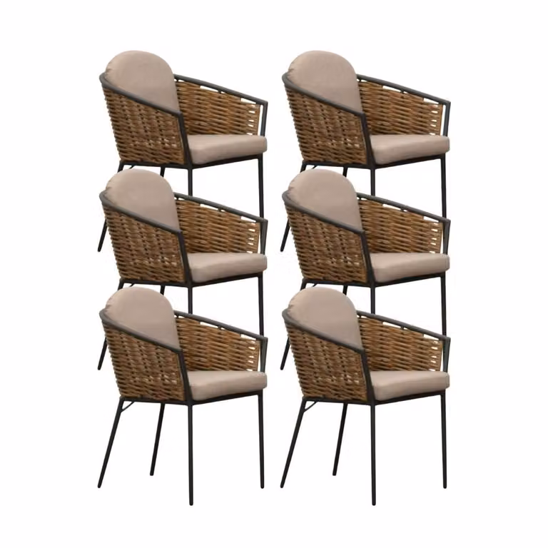 Denza Furniture Lucca tuinstoel set van 6 stapelbaar in wicker en aluminium, zand