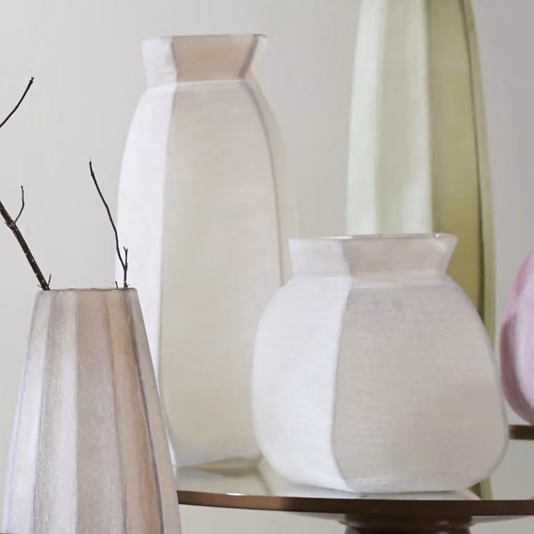 Light en Living Vaas VELIKO Glas Bruin Wit B: 24,5 cm, D: 22,5 cm, H: 50,5 cm