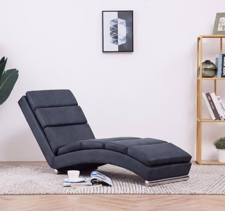 vidaXL Chaise longue modern grijs kunstsuède