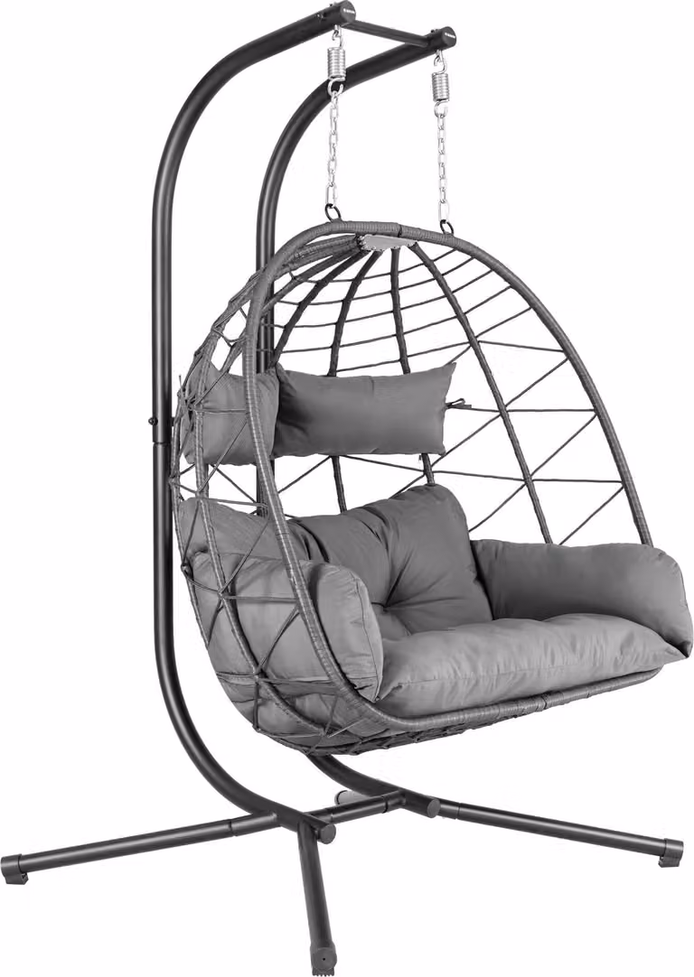 HinHocker Hangstoel voor 2 personen met frame, antraciet, XXL hangstoel voor binnen en buiten