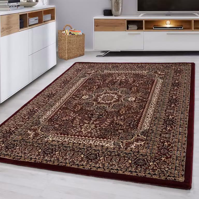 home24 Laagpolig vloerkleed Marrakesh type D rood, 80 x 150 cm, polyester