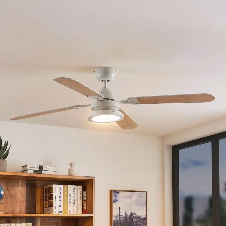 Lindby Tedric LED plafondventilator, wit, Ø 133 cm