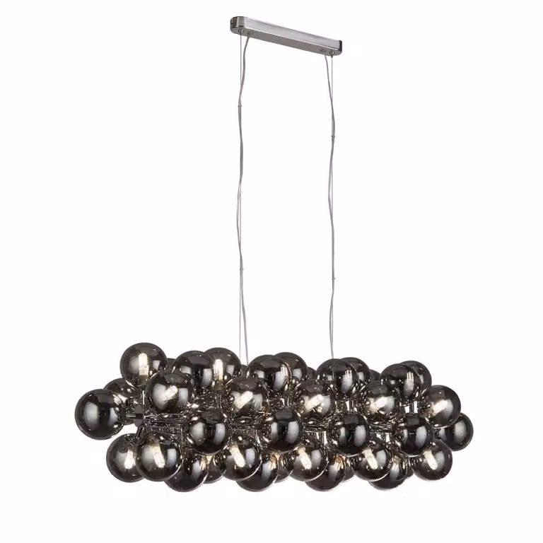Searchlight Hanglamp Berry Globe met 25 lichtpunten, zwart met smoke glas