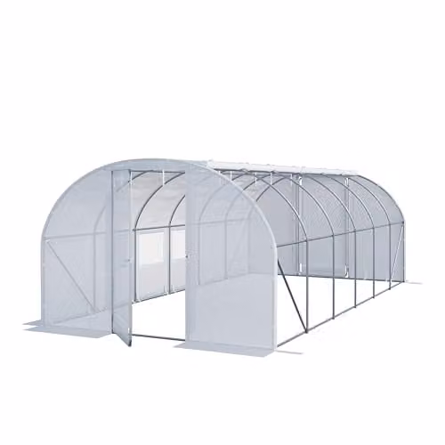 TOOLPORT Tunnelkas Tuinkas Premium 3x6m met draaideurconstructie en wit transparant PE-zeil 180 g/m²