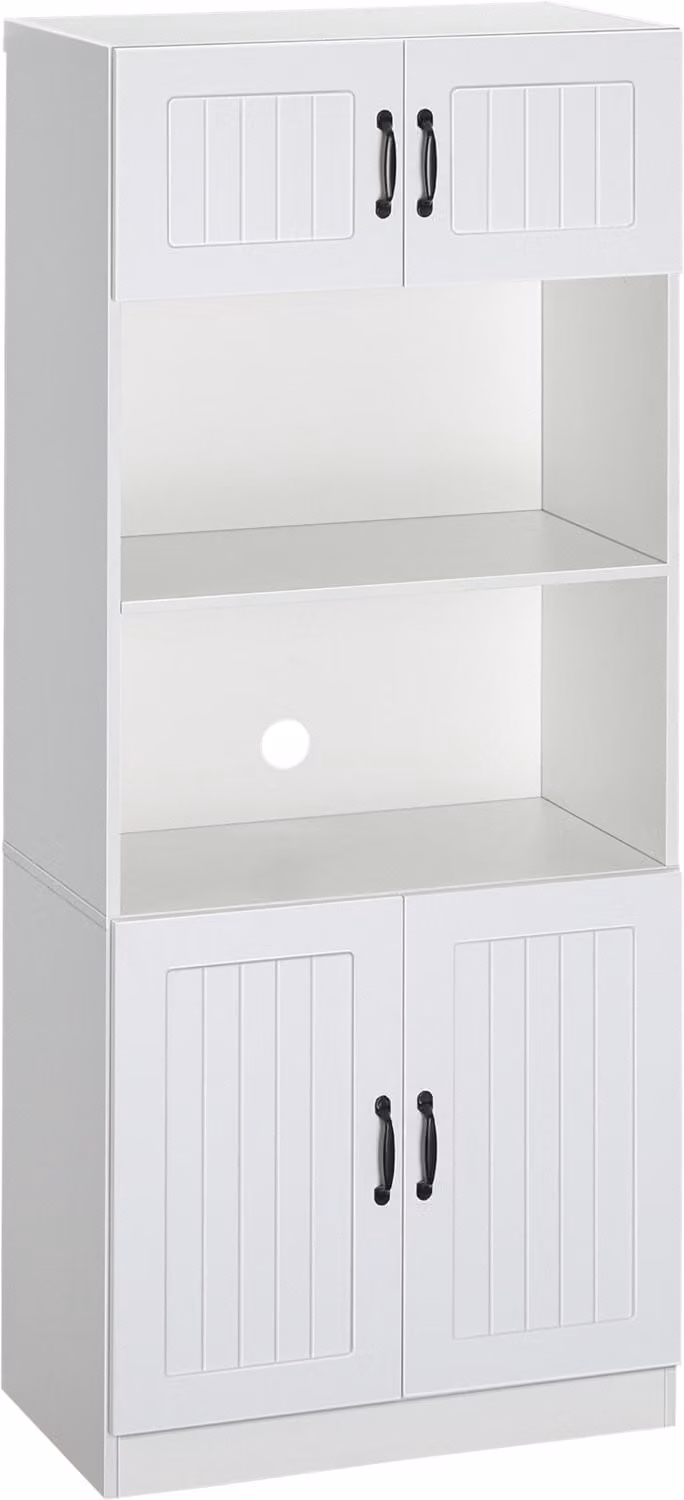 Landelijke keukenkast met 2 deuren en 2 planken, wit en zwart, H 170 cm