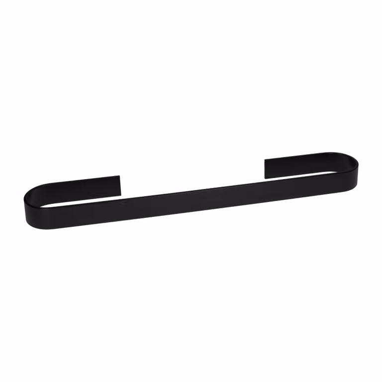 QUVIO Handdoekhouder met platte stang en ronding, Zwart, Breedte: 45 cm