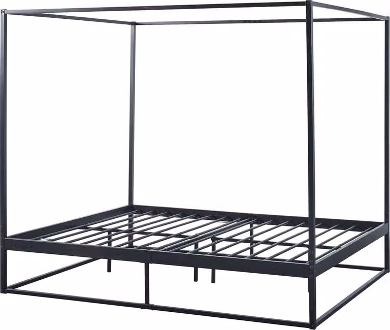 Hemelbed Kristianstad met bedbodem, zwart, 160 x 200 cm