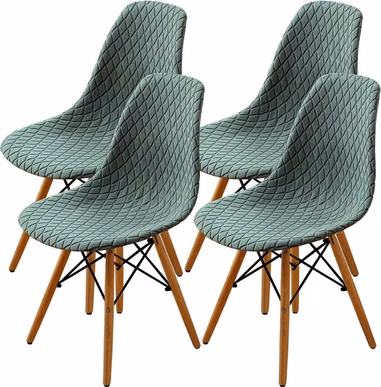 SnelShoppen Eetkamer Stoelhoezen 4 Stuks Mid Century Modern Schelp Stijl Matt Chaggreen