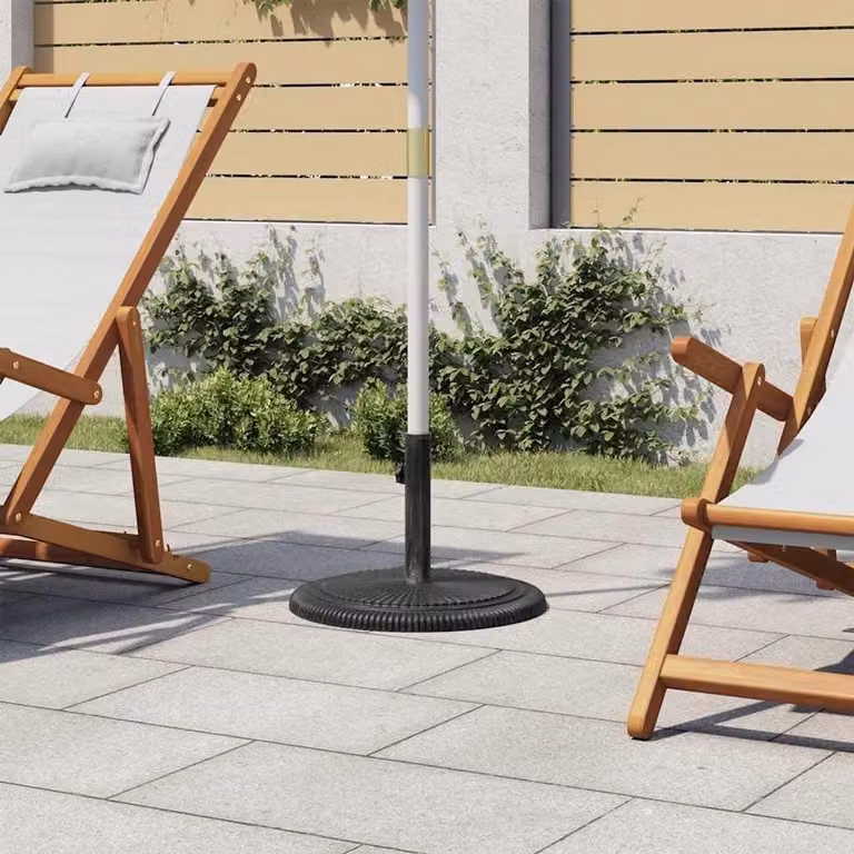 Robuuste zwarte gietijzeren parasolstandaard voor terrasmeubilair - 45 x 30 cm