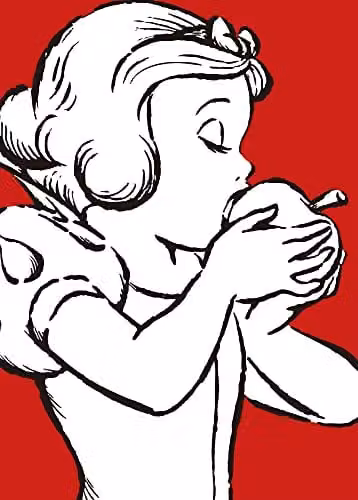 Komar Disney Snow White Apple Bite Kunstdruk - Rood/Multicolor - 50 x 70 cm