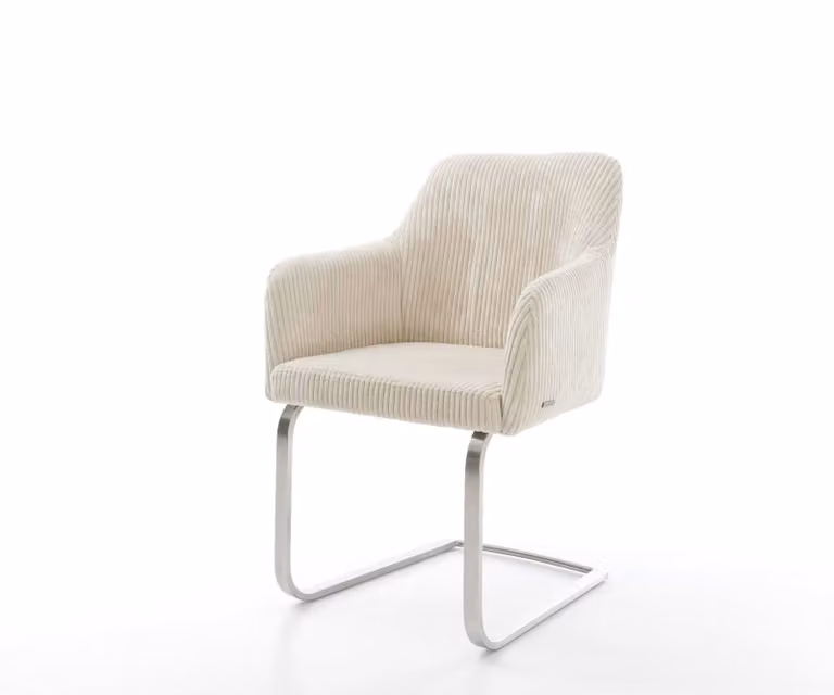 DELIFE Greg-Flex Sledemodel Stoel met Corduroy Bekleding in Beige en Zilver Kleur