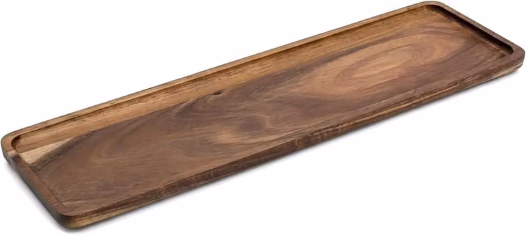 Natuurlijk Acaciahout Decoratieblad, 60 x 15 cm, Stevig Houten Kaarsenblad voor Tafeldecoratie