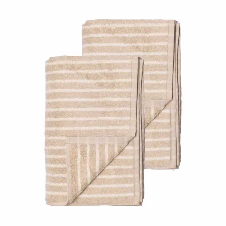 Scandi Living Drift badhanddoeken 2-pack - Beige-wit - 100 x 150 cm