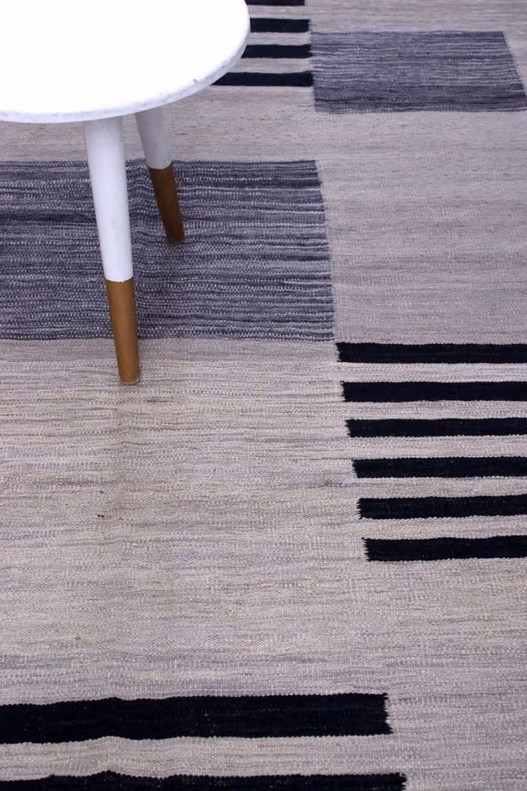 Koho Afghan Modern Kelim Handgeweven Wollen Vloerkleed - Grijs - 230 x 165 cm