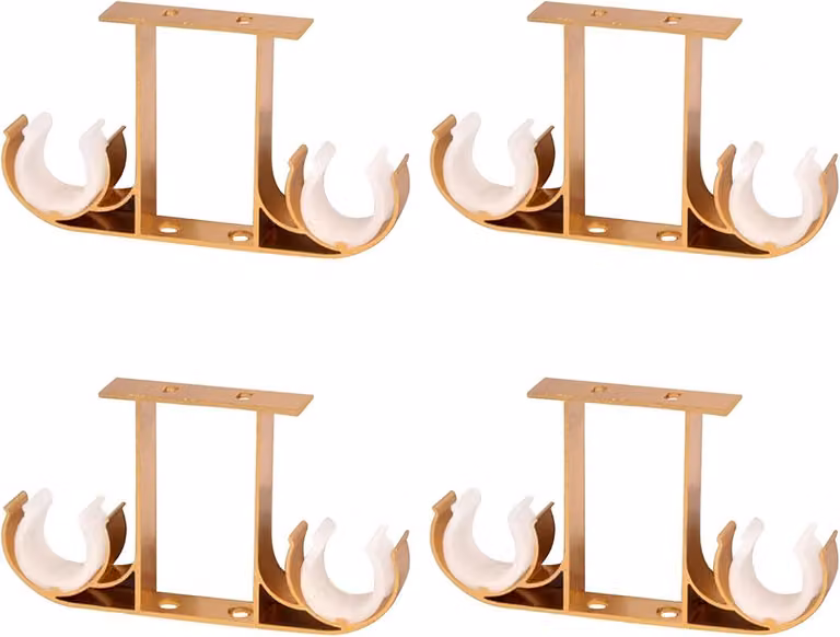 Set van 4 goudkleurige dubbele gordijnroede beugels van aluminium legering voor het ophangen van raambekleding