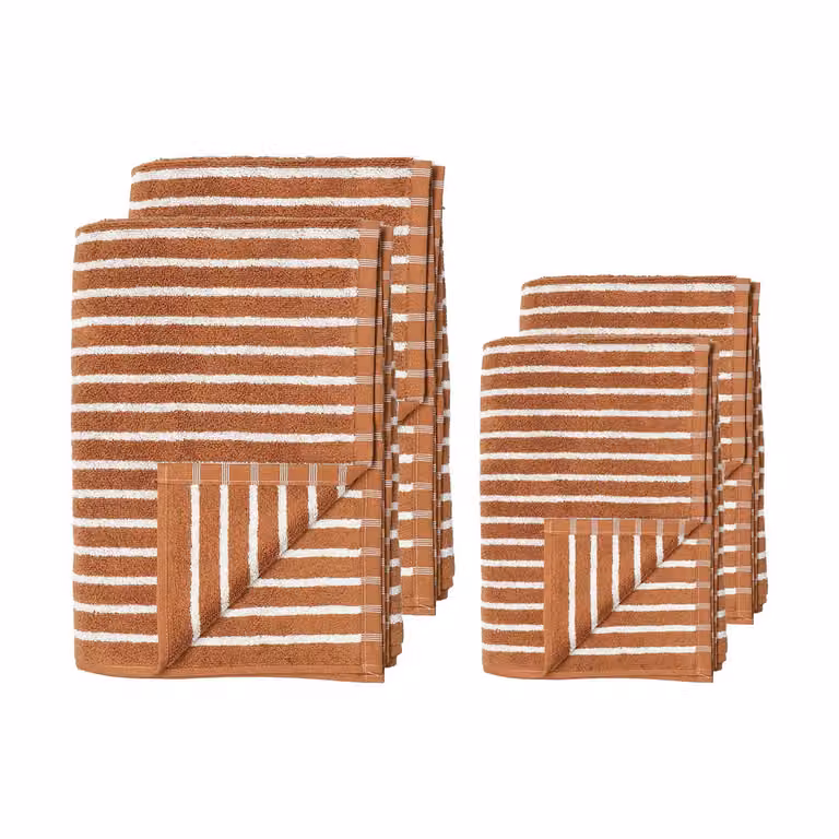 Scandi Living Drift handdoekenset 4-delig - Bruin-wit