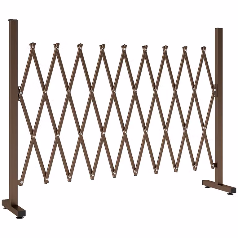 Outsunny Uitschuibaar harmonicahek 31-250 cm, afzethek voor de tuin, aluminium, donkerbruin