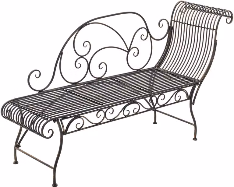 CLP Trading Karma tuinstoel van ijzer, romantische chaise longue in art nouveau-stijl, brons