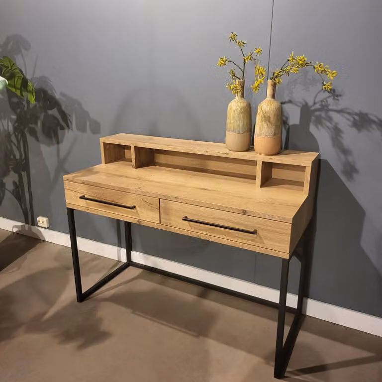 WoonMax Bureau Neil Schrijftafel in Mango met 2 lades en 3 open vakken