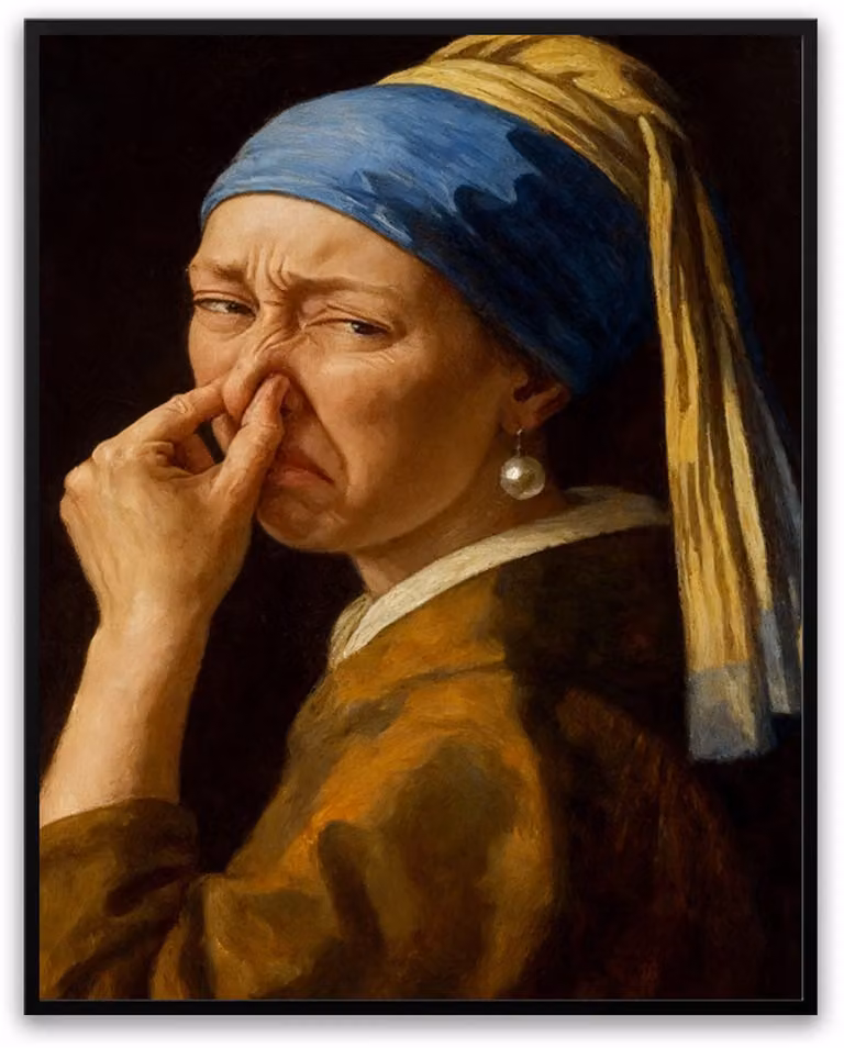 Fotolijst Meisje met de Parel - Schilderij voor Toilet of Badkamer - 50 x 70 cm