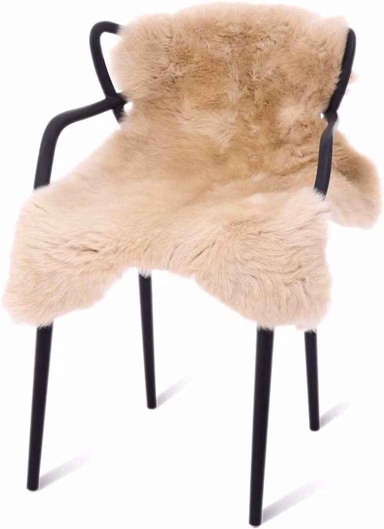 Echte Australische schapenvacht in beige, 90 x 60 cm met 4-6 cm wol voor op uw stoel of bank