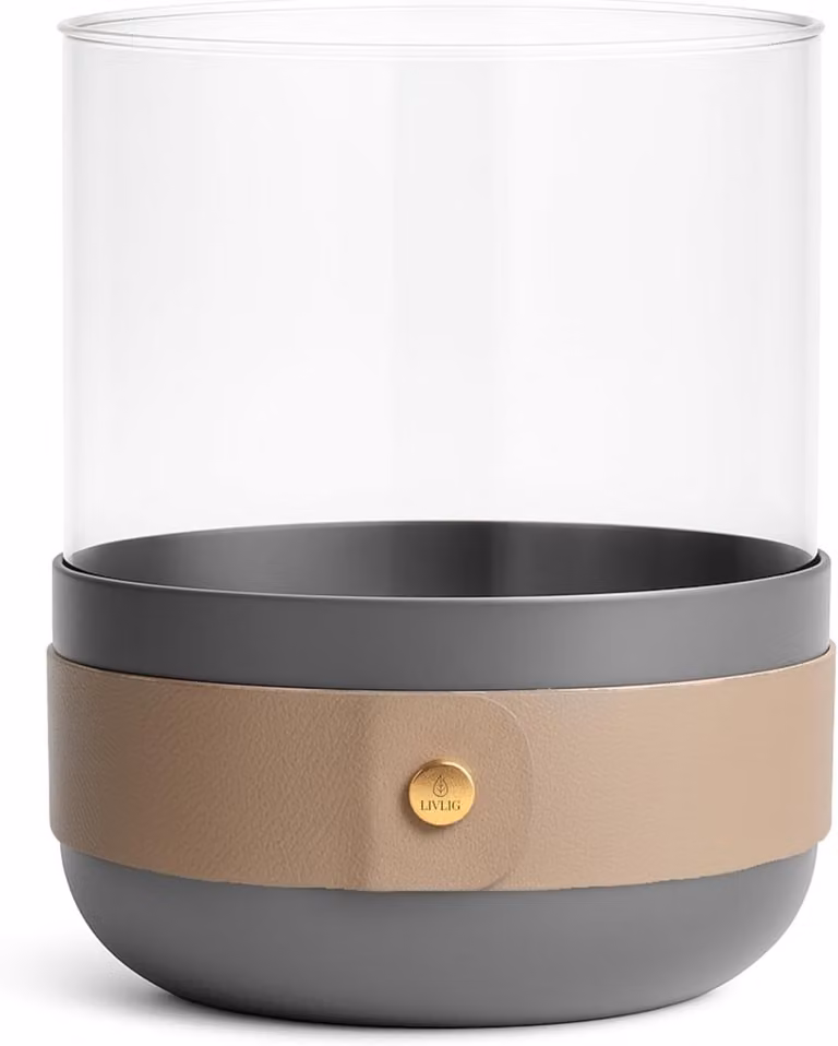 LIVLIG Design Windlicht Large Grijs van Glas en Metaal