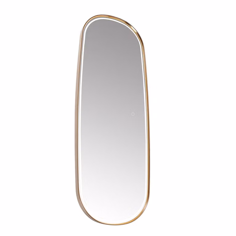 Qazqa Badkamerspiegel goud met LED en touch dimmer, ovaal, B: 120 cm x H: 45 cm