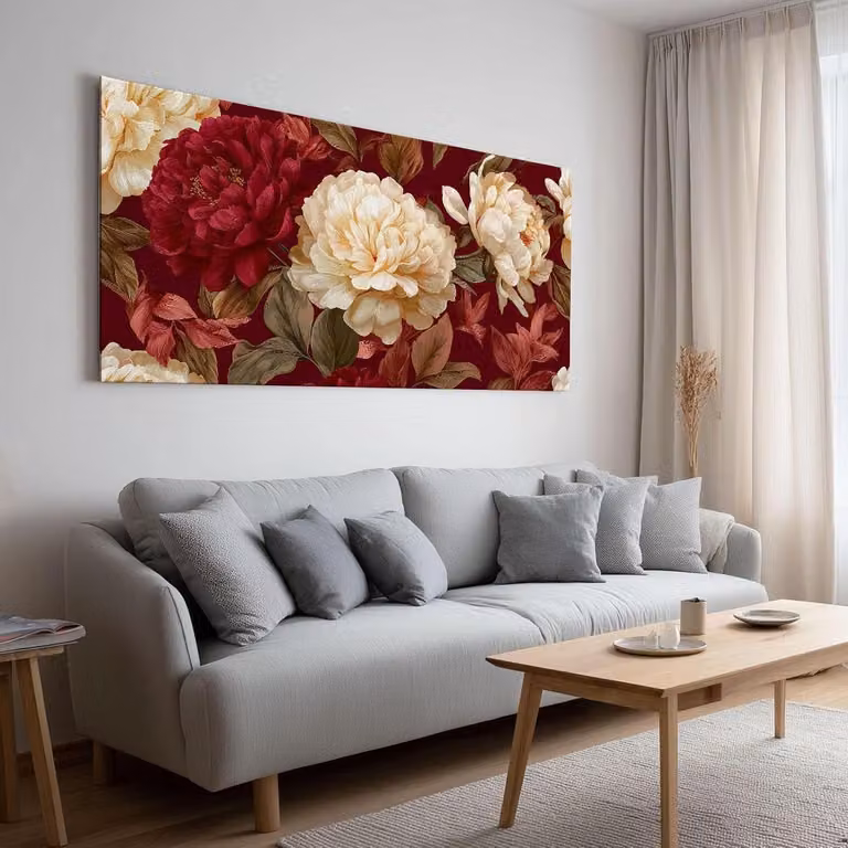 Canvas schilderij Wanddecoratie met houten frame Rood 70 x 50 cm