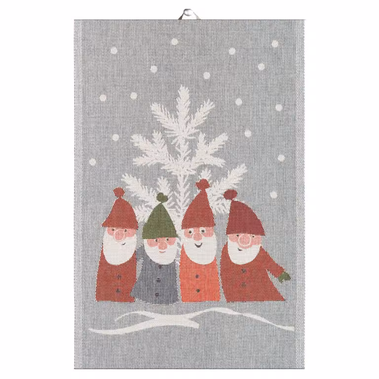 Ekelund Linneväveri Tomtemöte keukenhanddoek Grijs-wit 40 x 60 cm