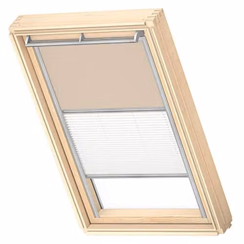 VELUX Verduisterend Rolgordijn Plissé, Beige met Grijze Geleiders, U08