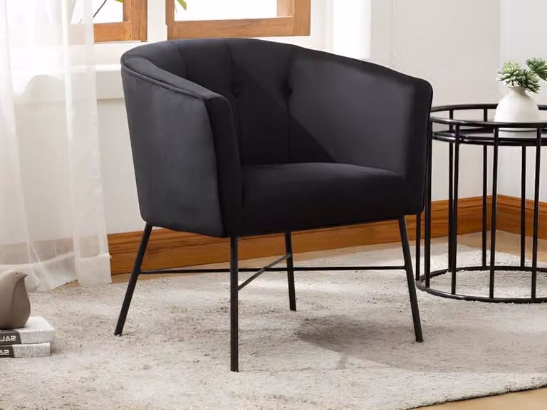 FAKART Fauteuil met armleuningen - Zwart - 100% polyester