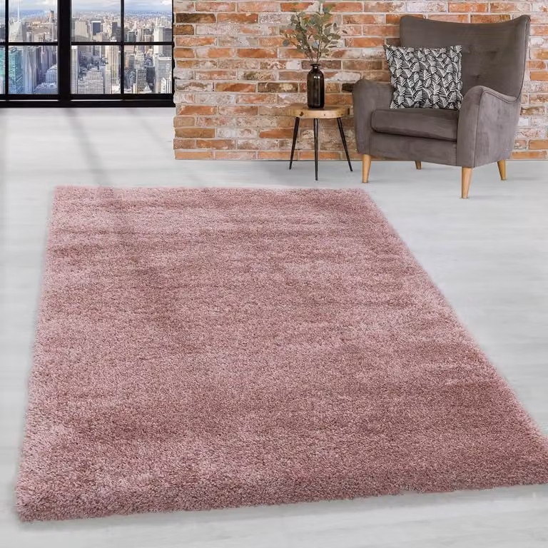 Hoogpolig Vloerkleed Roze - Zacht Tapijt voor Woonkamer en Slaapkamer - 140 x 200 cm