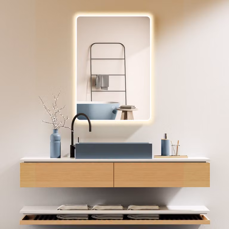 PonteSino Badkamerspiegel Hawaii Wandmontage Wit Aluminium Frame