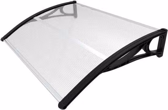 Vounot Deur Luifel Entree Overkapping Transparant Zwart Versterkt Aluminium 120 x 80 cm