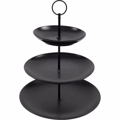 Cookinglife Etagère zwart 3-laags H: 32 cm, ø: 16, 21 & 26 cm