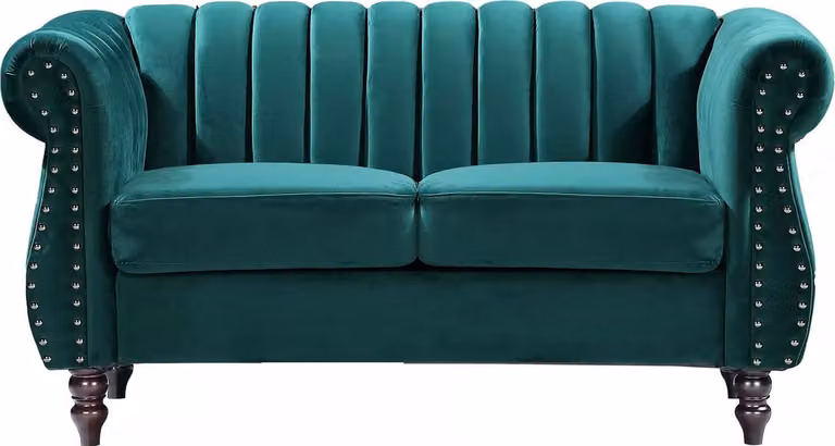 Trumbo Chesterfield tweezitsbank in smaragdgroen velours