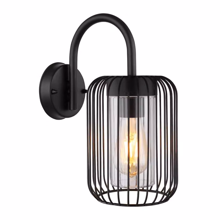 Globo Wandlamp Nina zwart B: 16 cm, D: 33 cm, H: 25 cm
