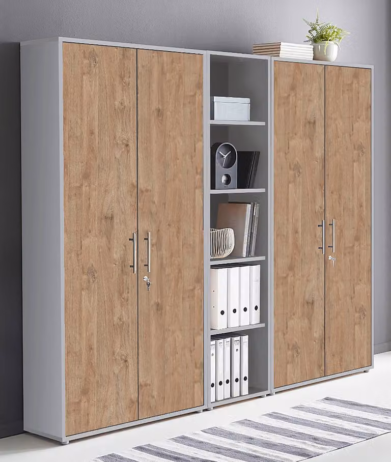 home24 Kastenset 3-delig Sanremo bruin eikenhouten look Hoogte: 186 cm