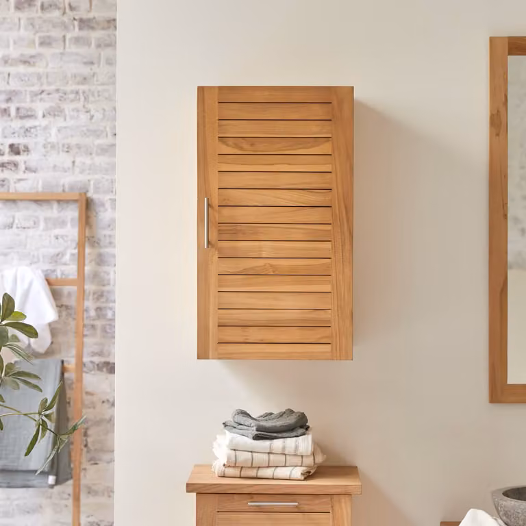 Tikamoon Wandmeubel Soho - Massief Teak - Bruin - Modern en Wandmontage