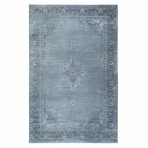 TESSO LIVING Kelim Tapijt Zilver 155 x 225 cm - Laagpolig Vintage Vloerkleed van Gerecycled Katoen en Polyester voor Woonkamer of Slaapkamer