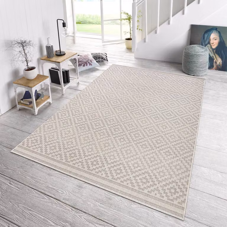 Hanse Home vloerkleed voor binnen en buiten, geometrisch design, wit/grijs, B/D: 160 x 230 cm