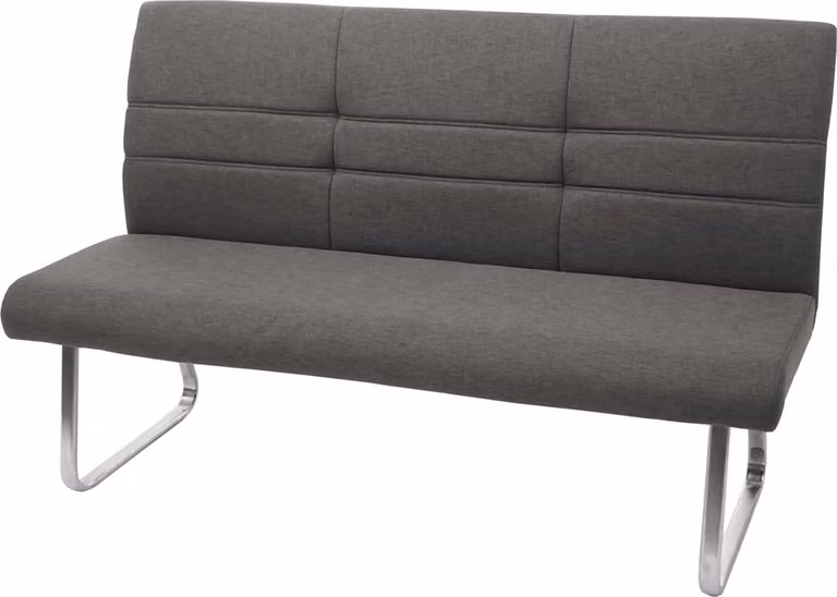 Eetkamerbank MCW-G55 in grijsbruin textiel met geborsteld roestvrij staal, 160 cm