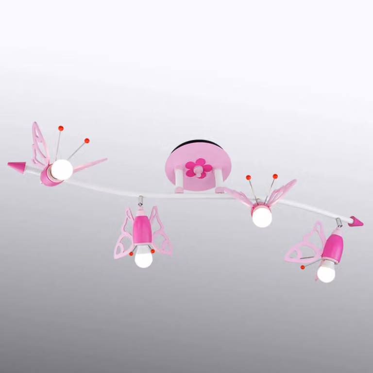 Elobra Plafondlamp voor de kinderkamer, hout, multicolor/roze, dimbaar