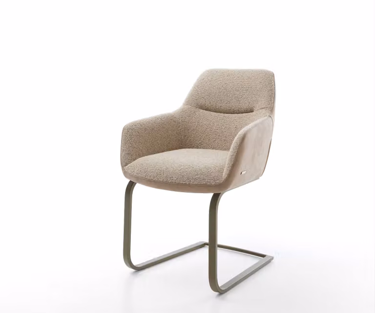 DELIFE Pejo-Flex Sledemodel Stoel met Armleuningen en Titanium Pocketveer Kern in Bruin en Beige